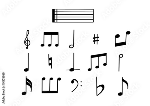 Musik - Noten - Zeichen — Sketchnotes, Doodles, Symbole - 16 Icons