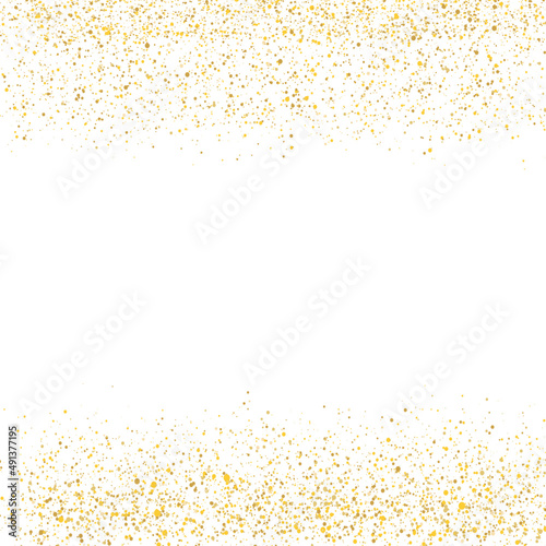 Gold glitter texture frame. Festive decoration with sparkling glitter