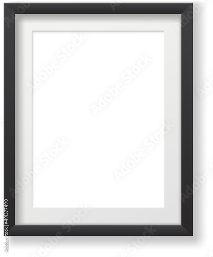 Black rectangular photo or picture frame template. 