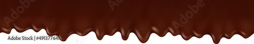 Realistic chocolate falling drops horizontal seamless