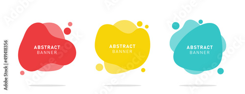 Set of modern flat abstract liquid blob banner