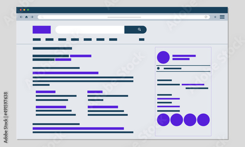 Search result with profile website landing page design, flat user interface concept design.