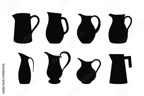 water jug silhouette vector. pitcher isolated on white background.