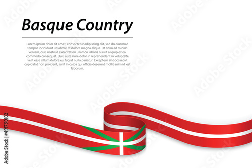 Waving ribbon or banner with flag of Basque Country