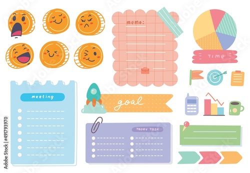 Cute business journal and planner design vector illustration