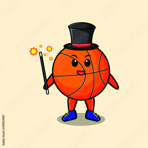 A gorgeous smart cute cartoon magician basketball style design 