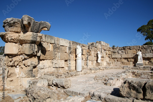 Remains of the ancient city of Salamis, Northern Cyprus. Salamis is an Iron Age city kingdom and an ancient city in the east of the Mediterranean island of Cyprus. 
