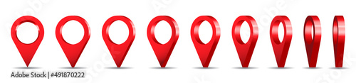 3D red location pins - vector illustration