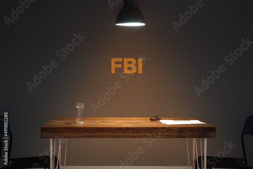 Table in dark interrogation room
