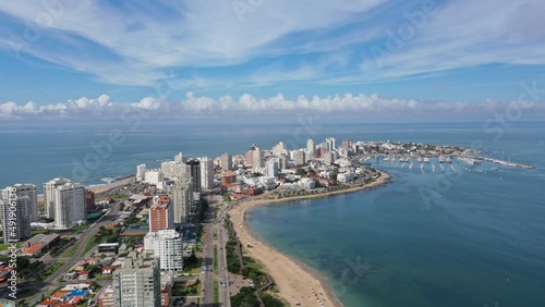 Wonderful panoramic view of Punta del Este main avenue and the seaside in Maldonado State, Uruguay