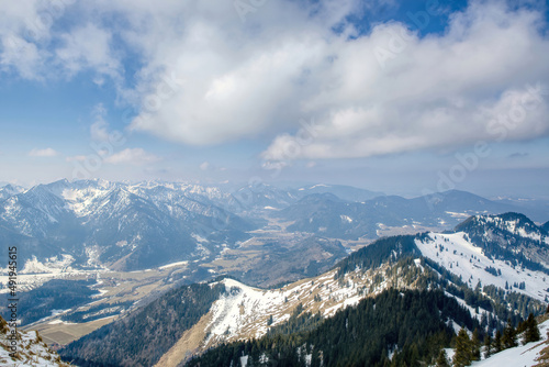 View from mount Wendelstein, a mountain in bavaria, Bayrisch Zell, in late winter