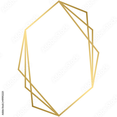 Luxury golden geometric polyhedron shape frame.