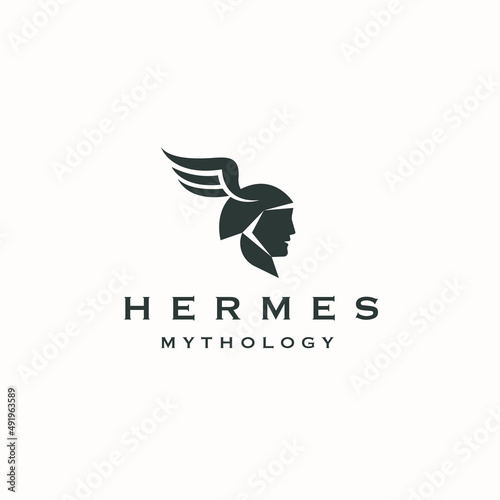 Hermes Olympian ancient Greek god logo icon design template flat vector
