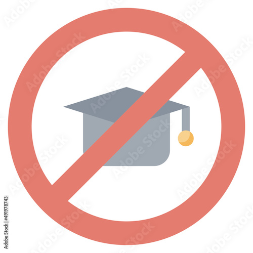 NO EDUCATION flat icon,linear,outline,graphic,illustration