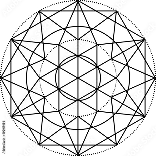 Decorative sacred geometry element, isolated esoteric mandala