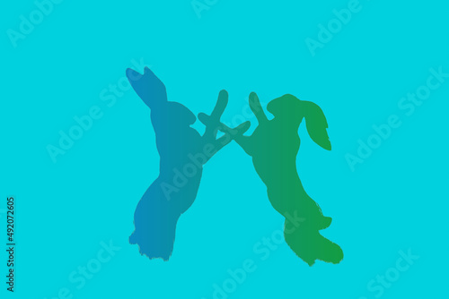 Boxing hares illustration