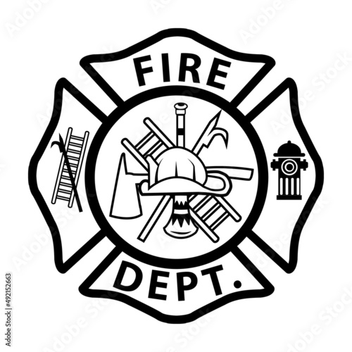 fireman emblem sign on white background. firefighter’s st florian maltese cross. fire department symbol.