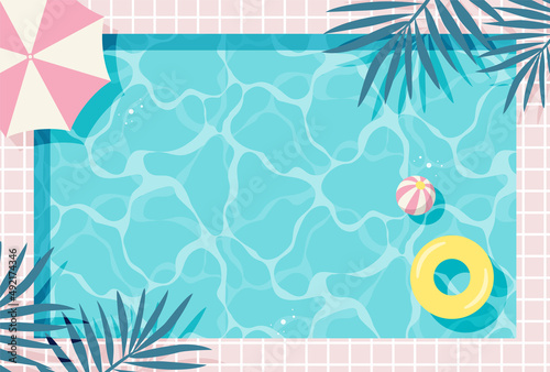 summer vector background with pool illustrations for banners, cards, flyers, social media wallpapers, etc.