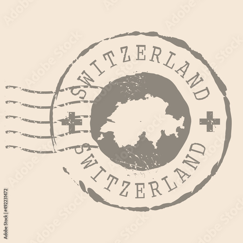 Stamp Postal of Switzerland. Map Silhouette rubber Seal. Design Retro Travel. Seal of Map Switzerland grunge for your design. EPS10.