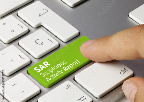 SAR Suspicious Activity Report - Inscription on Green Keyboard Key.