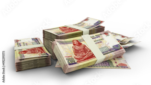  200 Egyptian pound notes isolated on white background