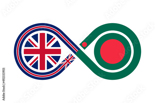 unity concept. english and bengali language translation icon. vector illustration isolated on white background