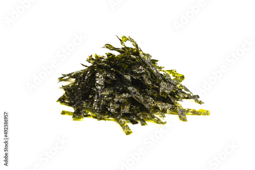 Tasty nori seaweed isolated on white background.