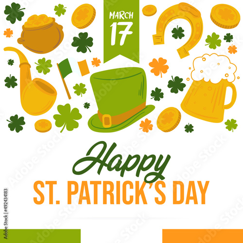 Happy St. Patrick's day - Banner - Title and illustrations