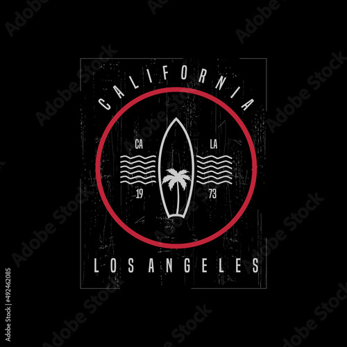 Vector illustration on the theme of surfing and surf incalifornia. Sport typography, t-shirt graphics, print, poster, banner, flyer, postcard