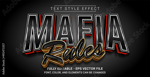 Mafia Rules Text Style Effect. Editable Graphic Text Template.