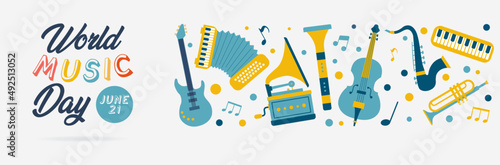 World Music Day - June 21 - Title and illustrations