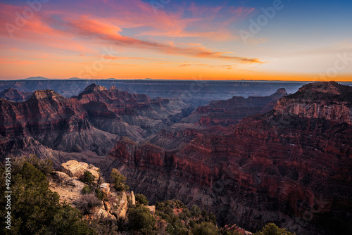 North Rim Sunset at Bright Angel Point, Grand Canyon National Park, Arizona