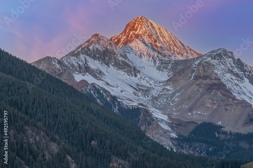 Autumn landscape at sunrise, Wilson Peak, San Juan Mountain Range, Colorado, USA