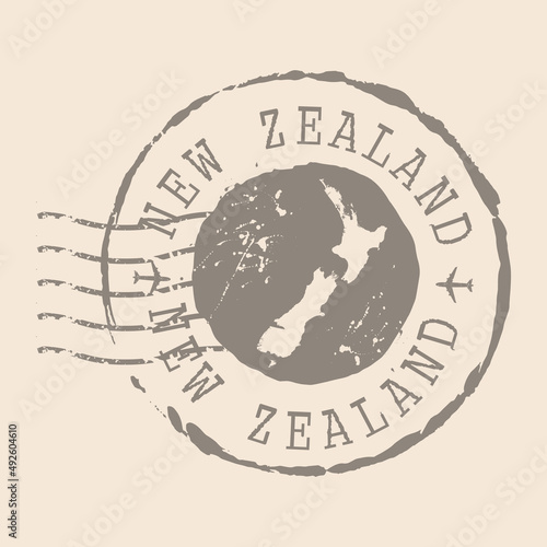 Stamp Postal of New Zealand. Map Silhouette rubber Seal. Design Retro Travel. Seal of Map New Zealand grunge for your design. EPS10.