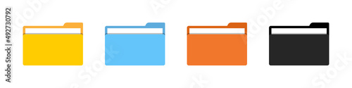 File folders icons. Documents for computer. File folders with data in flat style. Web archive and web directory. Pc graphic elements. Color symbol. Vector