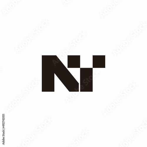 letter nt simple geometric dots squares logo vector