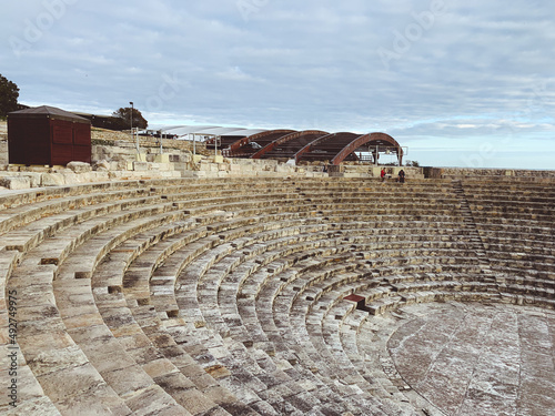 Antique amphitheater ruins in Cyprus 