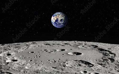 The Earth as Seen from the Surface of the Moon "Elements of this Image Furnished by NASA"