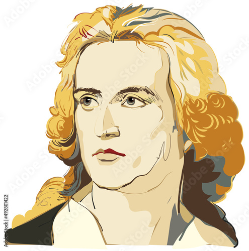 Portrait von Friedrich schiller als junger mann. vektorillustration