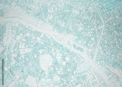 simplified map of the city of paris aerial view