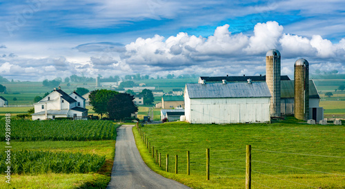 A road leading to several Amish farm near Intercourse, PA