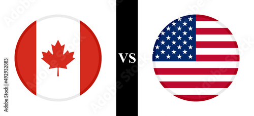 the concept of canada vs usa. flags of canadian and american. vector illustration 