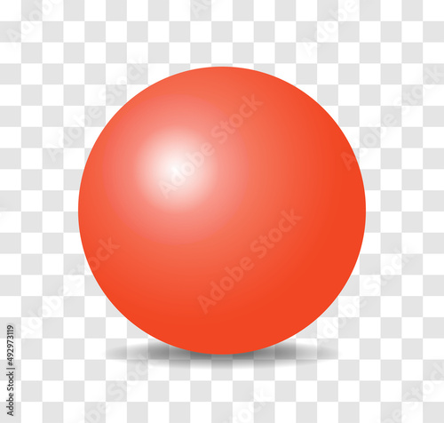 Red ball sphere vector on transparent background.