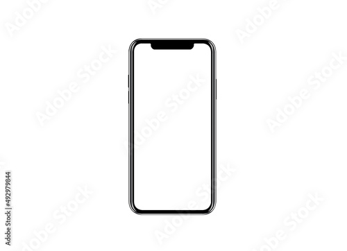 Smartphone frameless mockup. Studio shot of Smartphone Phone Pro Max or SE plus with blank screen for Infographic Global Business web site design app ios - Clipping Path