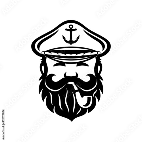 Ship captain monochrome icon isolated on white background.