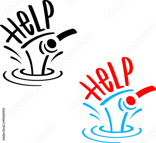 Help - an abstract image, drowning persons hand sticking out of the water 