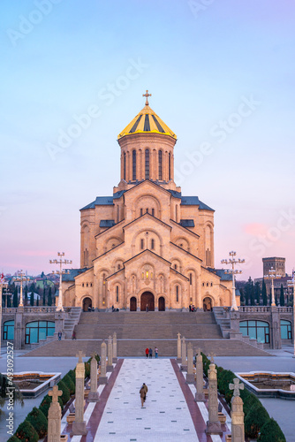 Holy Trinity Cathedral of Tbilisi - Sameba in the evening, Georgia