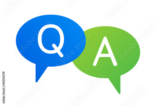 Q&A speech bubbles vector illustration. Question and answer symbol.