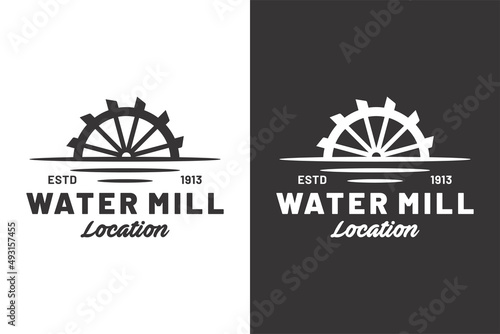 Vintage water mill logo template
