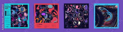 Abstract square design template for social media posts, album covers, posters and presentations, event card and decorative backgrounds. Circles, rounded shapes and liquid prints.